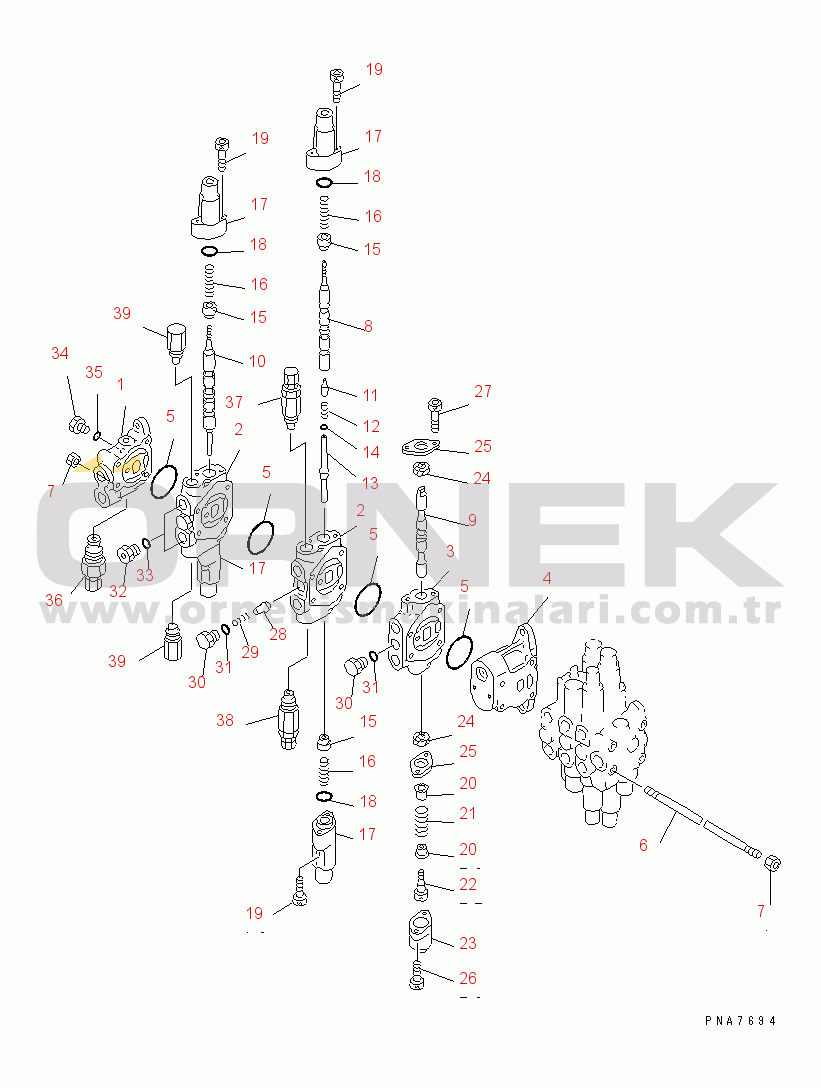 Komatsu PC50UD-2 S/N 8001-UP MAIN VALVE (6-VALVE) (FOR VALVE¤ R.H.) (1/3)