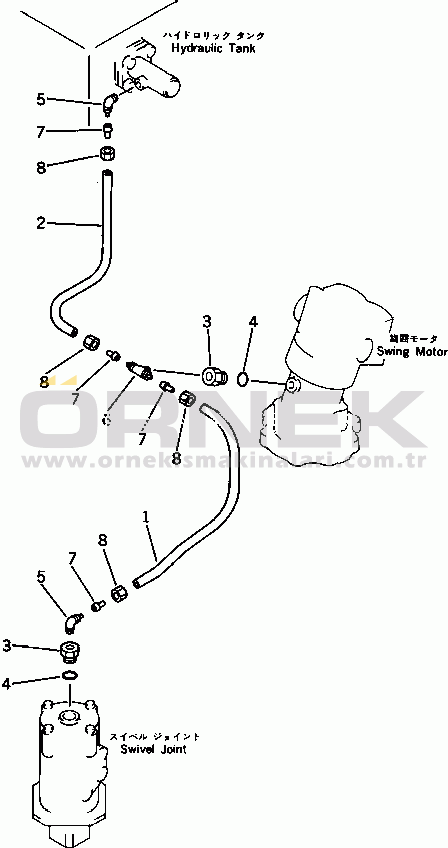 Komatsu PC60-3 S/N 18001-UP HYDRAULIC PIPING (MOTOR DRAIN)