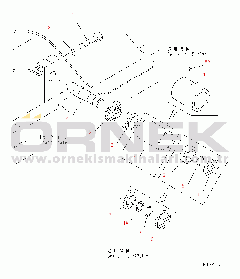 Komatsu PC60-7 S/N 45001-UP (For China) CARRIER ROLLER(#52374-)