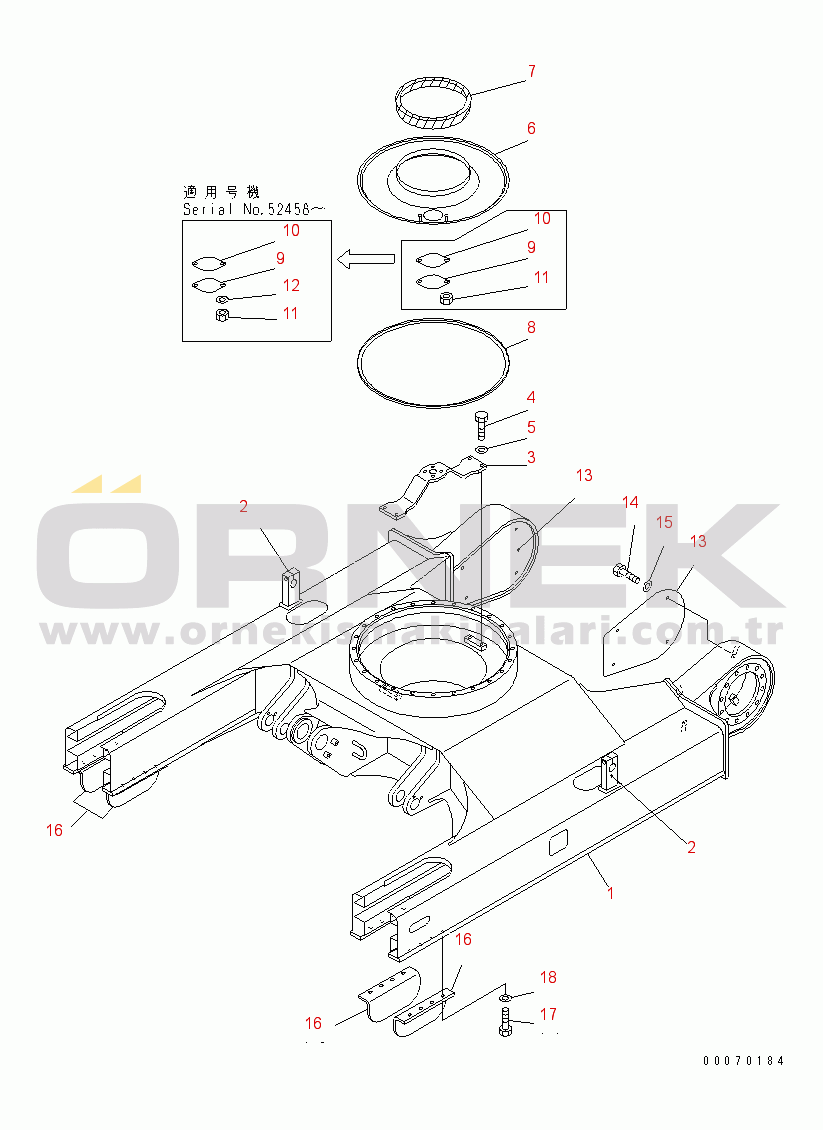Komatsu PC60-7 S/N 45001-UP (For China) TRACK FRAME (BLADE SPEC.)(#52374-)