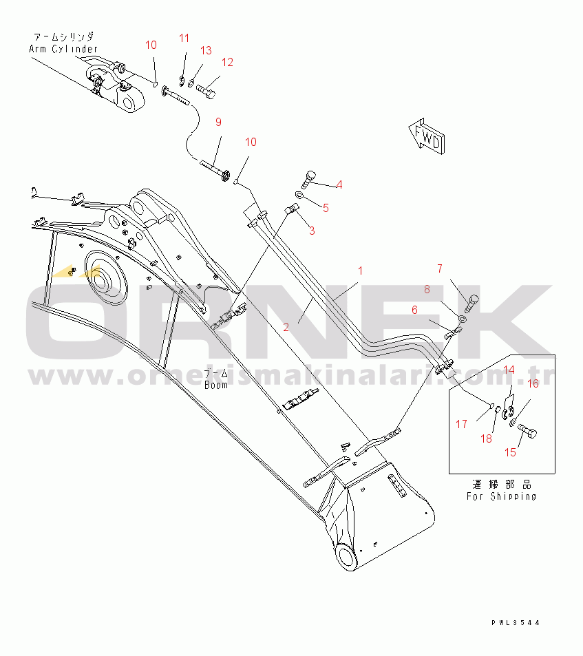 Komatsu PC600-6A S/N 10001-UP (Yurtdışı Versiyonu) BOOM (6.6M) (ARM CYLINDER LINE) (SE SPEC.)