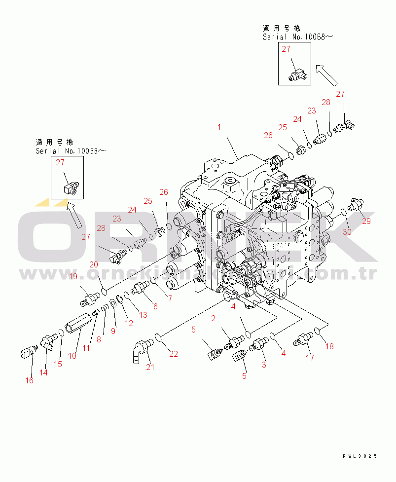 Komatsu PC600-6A-KJ S/N 10001-UP MAIN VALVE (1 ACTUATOR) (1/2)