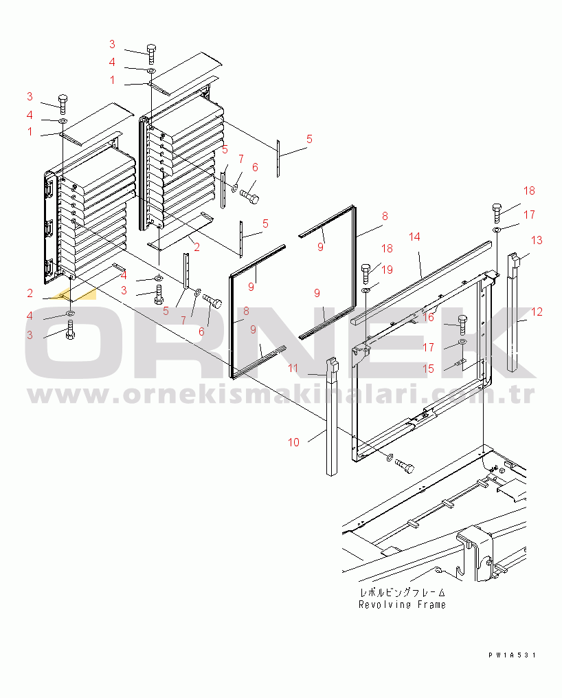 Komatsu PC600-6A-KJ S/N 10001-UP RIGHT SIDE COVER (MACHINE CAB)(#11001-)