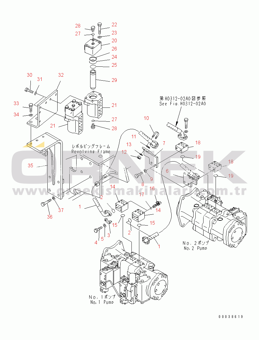 Komatsu PC600-8R S/N 60001-UP (W/O EGR) DELIVERY PIPING (PUMP TO FILTER)