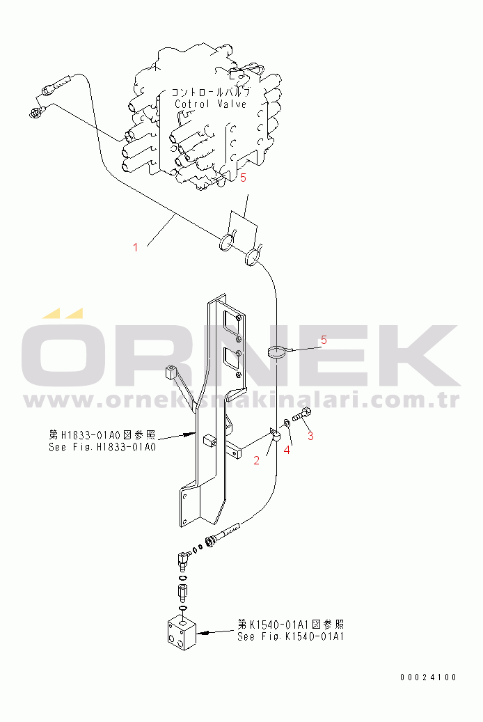 Komatsu PC600-8R S/N 60001-UP (W/O EGR) PPC MAIN PIPING (PPC LOCK SOLENOID VALVE)