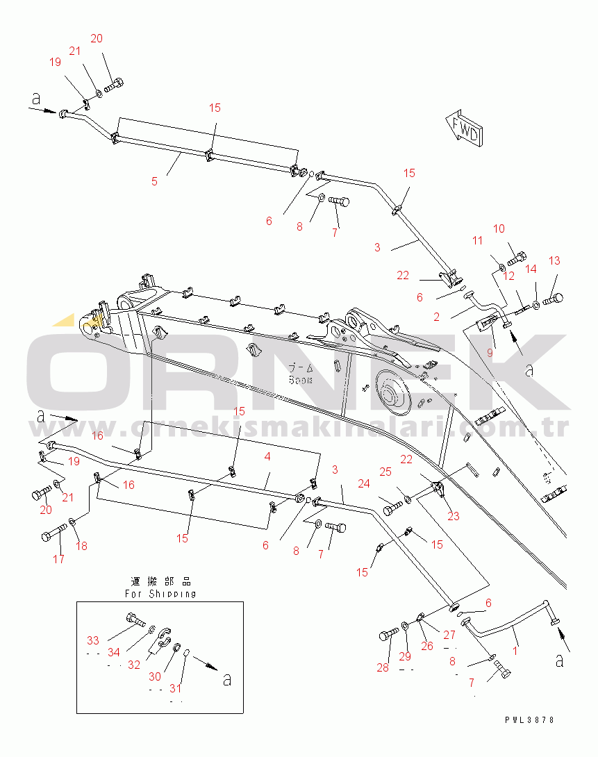 Komatsu PC600-8R S/N 60001-UP (W/O EGR) BOOM (7.6M) (ADDITIONAL PIPING)