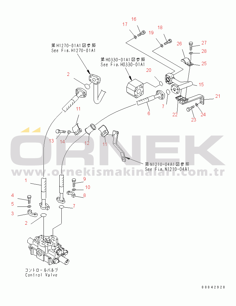Komatsu PC600-8 S/N 30001-UP (ecot3) ATTACHMENT PIPING (HOSE) (1 ACTUATOR)