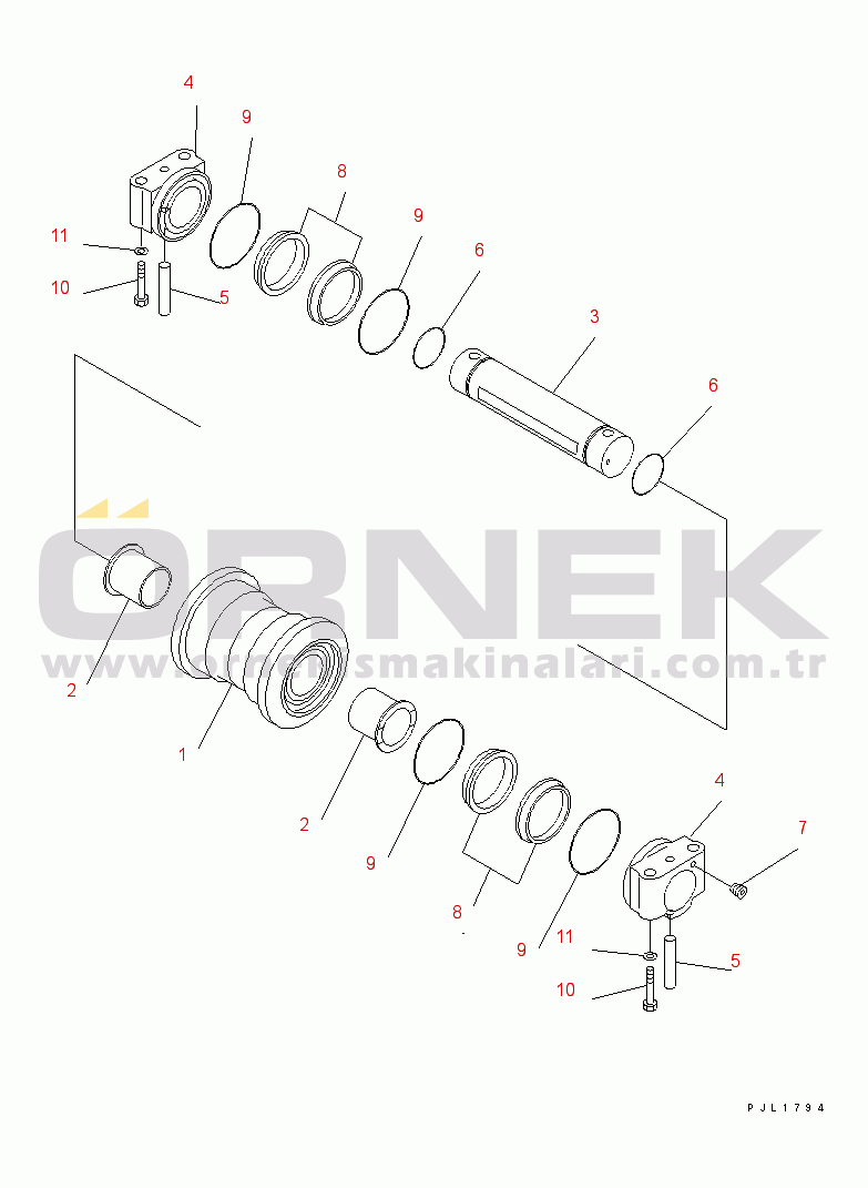Komatsu PC600-8 S/N 30001-UP (ecot3) TRACK FRAME (TRACK ROLLER) (L.H.)
