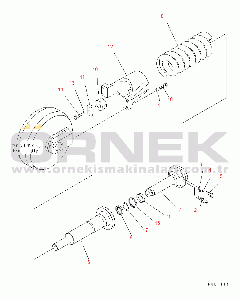 Komatsu PC600-8 S/N K50001-UP TRACK FRAME (IDLER CUSHION) (L.H.)