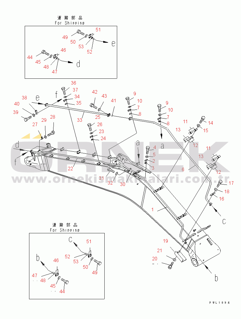 Komatsu PC600LC-6A S/N 10001-UP (Yurtdışı Versiyonu) BOOM (7.3M) (BUCKET CYLINDER LINE)