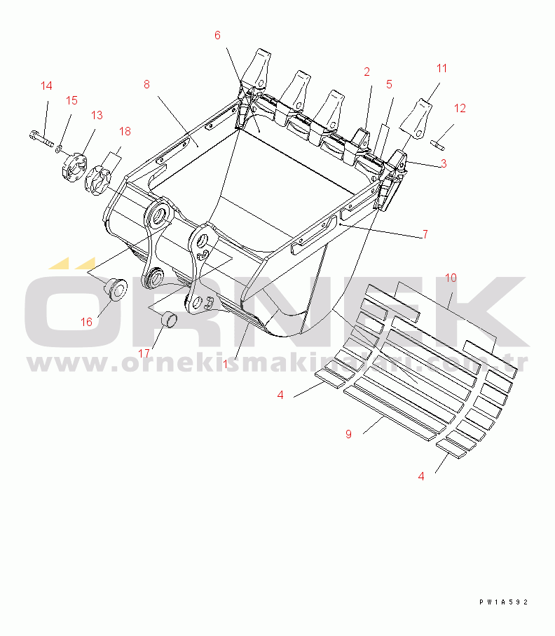 Komatsu PC600LC-6A S/N 10001-UP 3.5M3 HORIZONTAL PIN TYPE BUCKET(#11001-)