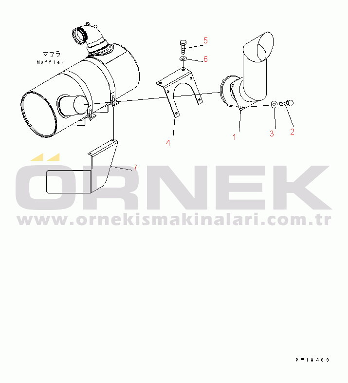 Komatsu PC600LC-6A S/N 10001-UP (For Canada / -50cent. Stan.) MUFFLER(#11001-)