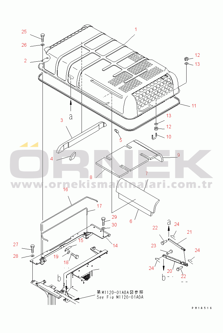 Komatsu PC600LC-6A S/N 10001-UP (For Canada / -50cent. Stan.) HOOD(#11001-)