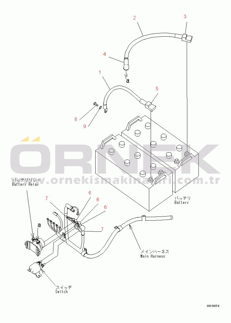 Komatsu PC600LC-8 S/N K50001-UP WIRING (BATTERY CASE SIDE) (#K50001-K50137)