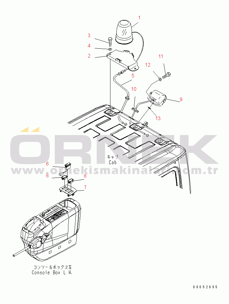 Komatsu PC600LC-8 S/N K50001-UP BEACON LAMP