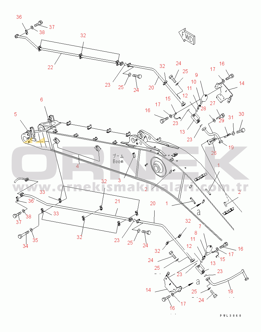 Komatsu PC600LC-8 S/N 30001-UP (ecot3) BOOM (7.6M) (FOR ADDITIONAL PIPING) (KIT)