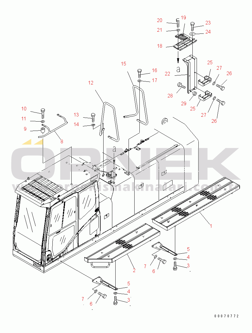 Komatsu PC600LC-8 S/N 30001-UP (ecot3) LEFT SIDE STEP (WITH TOP GUARD)(#30056-)