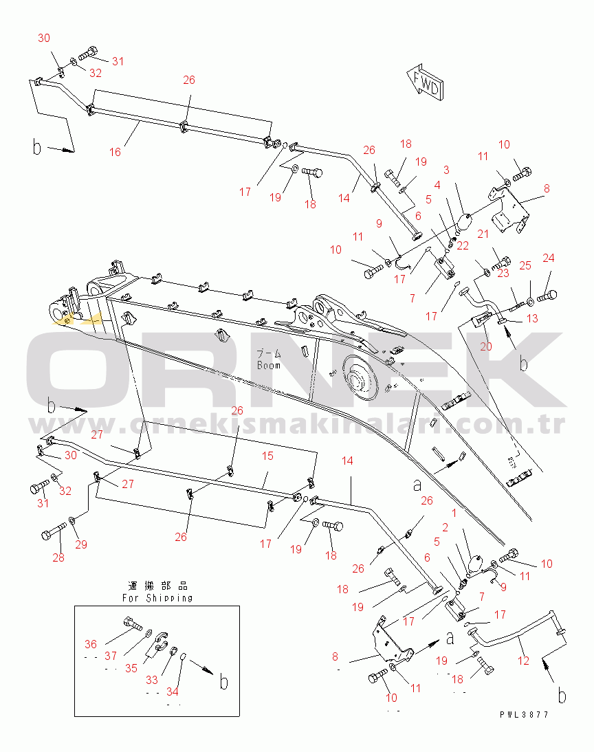 Komatsu PC600LC-8R S/N 60001-UP (W/O EGR) BOOM (7.6M) (ADDITIONAL PIPING) (FOR BREAKER)