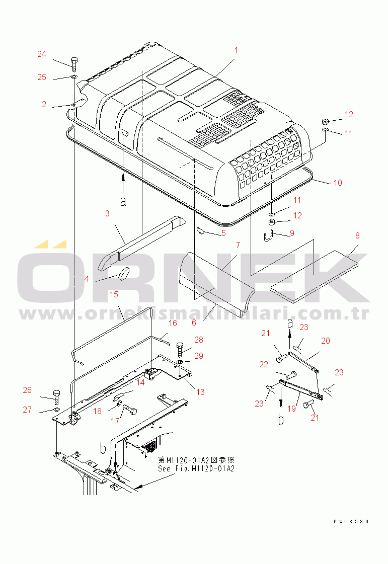Komatsu PC600LC-6 S/N 10001-UP (Yurtdışı Versiyonu) HOOD (EU SPEC.)(#10061-10999)