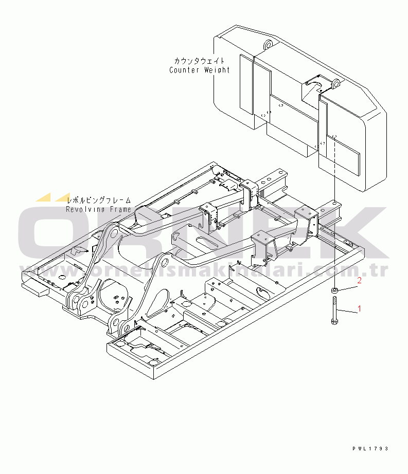 Komatsu PC600LC-6 S/N 10001-UP (Yurtdışı Versiyonu) COUNTER WEIGHT MOUNTING