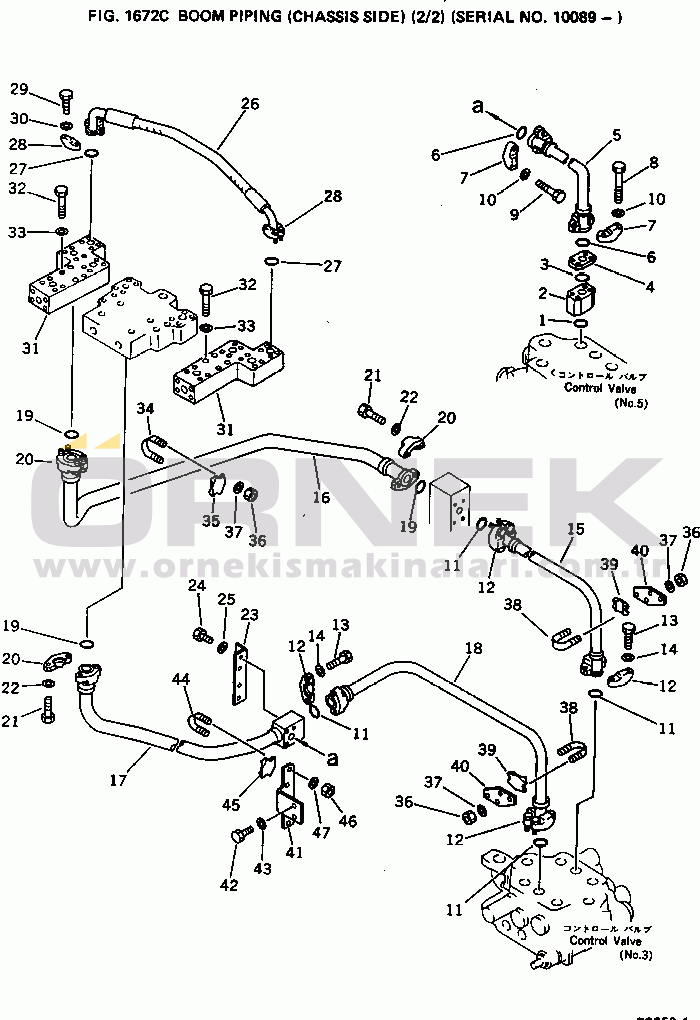 Komatsu PC650-1 S/N 10007-UP BOOM PIPING (CHASSIS SIDE) (2/2)(#10089-)