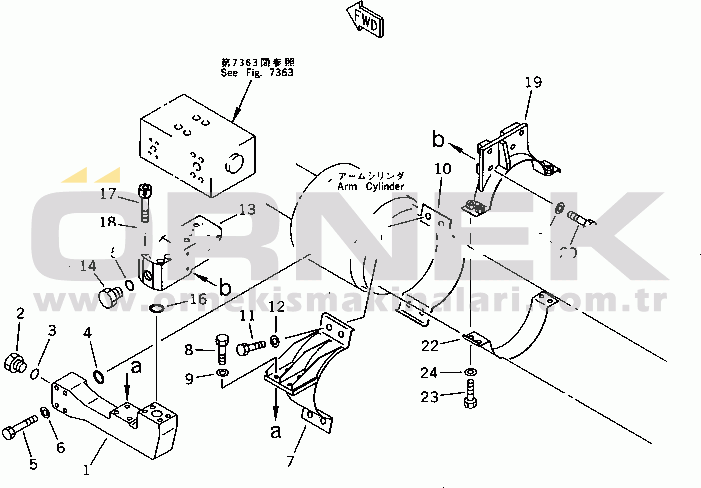 Komatsu PC650SE-3 S/N 10501-UP ARM CYLINDER PIPING (FOR CYLINDER LOCK VALVE)(2/3)(REXROTH)