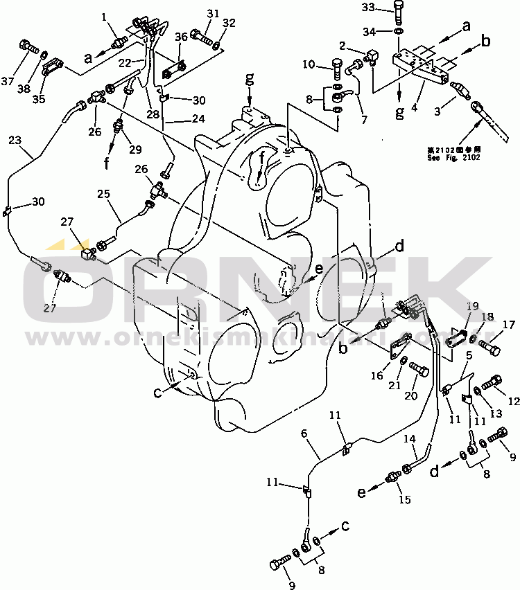 Komatsu PC650SE-3 S/N 10501-UP POWER TAKE OFF PIPING (1/2)(#10862-)