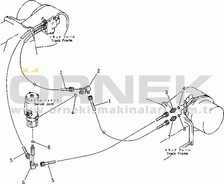 Komatsu PC70-6 S/N 34101-UP HYDRAULIC PIPING (TRAVEL MOTOR LINE) (LOWER 2/2)
