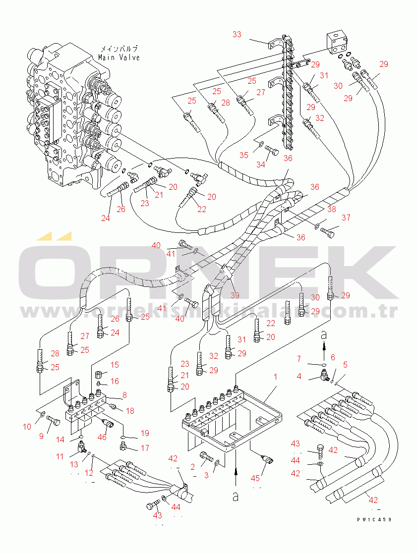 Komatsu PC750-6-AM S/N 10001-UP PPC LINE JOINT (JOINT) (WITH DRIFT PRIVENTIVE) (B/H)(#11001-)