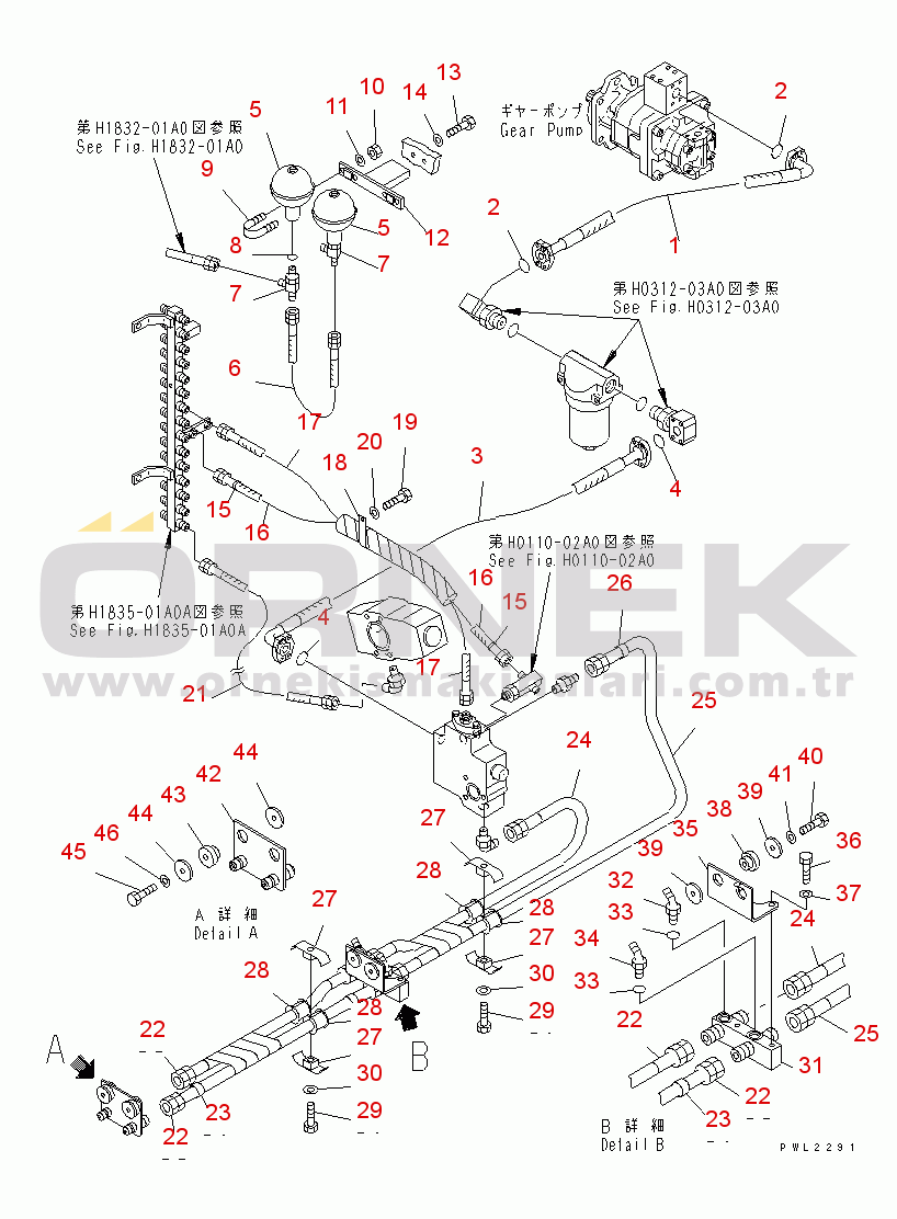 Komatsu PC750-6 S/N 10001-UP PPC PUMP LINE (WITH DRIFT PRIVENTIVE)(#10239-10999)