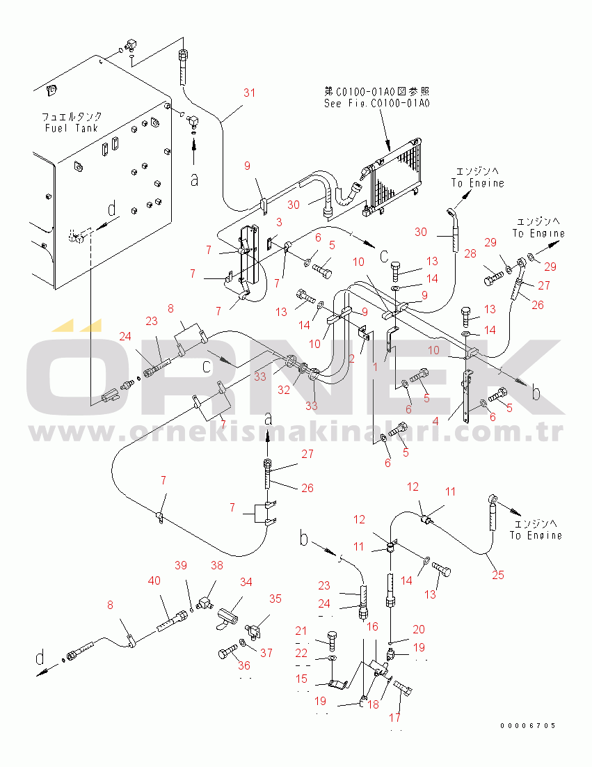 Komatsu PC750-7 S/N 20001-UP (Overseas Version) FUEL LINES(#20001-20071)