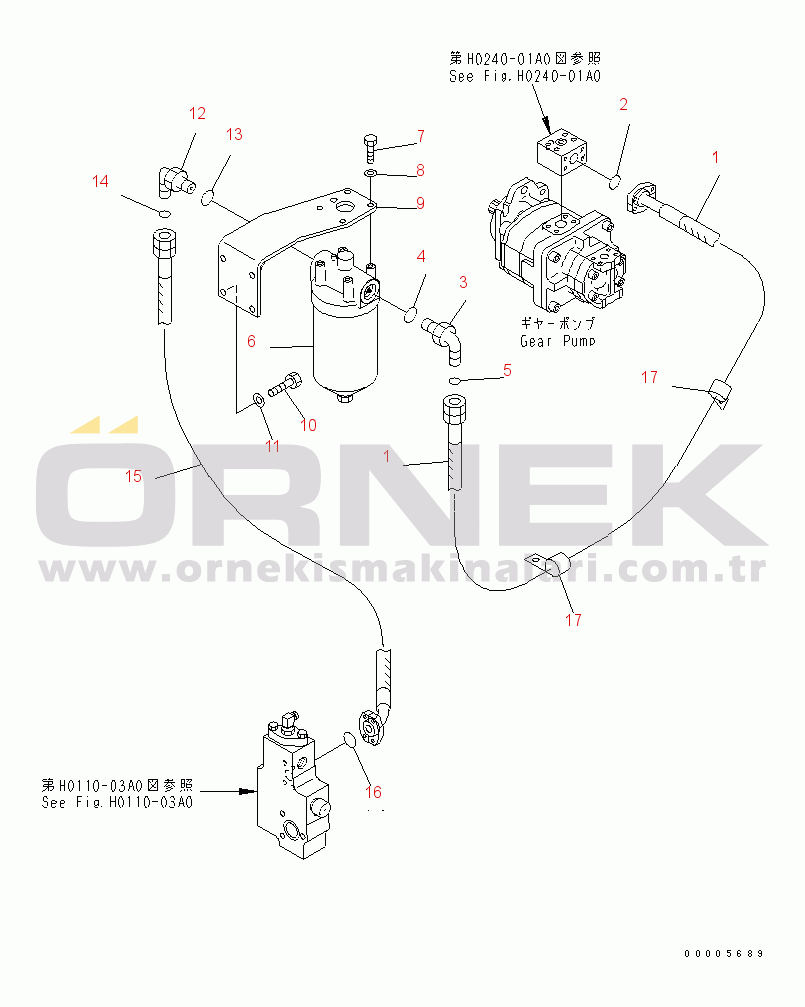 Komatsu PC750-7 S/N 20001-UP (Yurtdışı Versiyonu) DELIVERY PIPING (GEAR PUMP LINES)