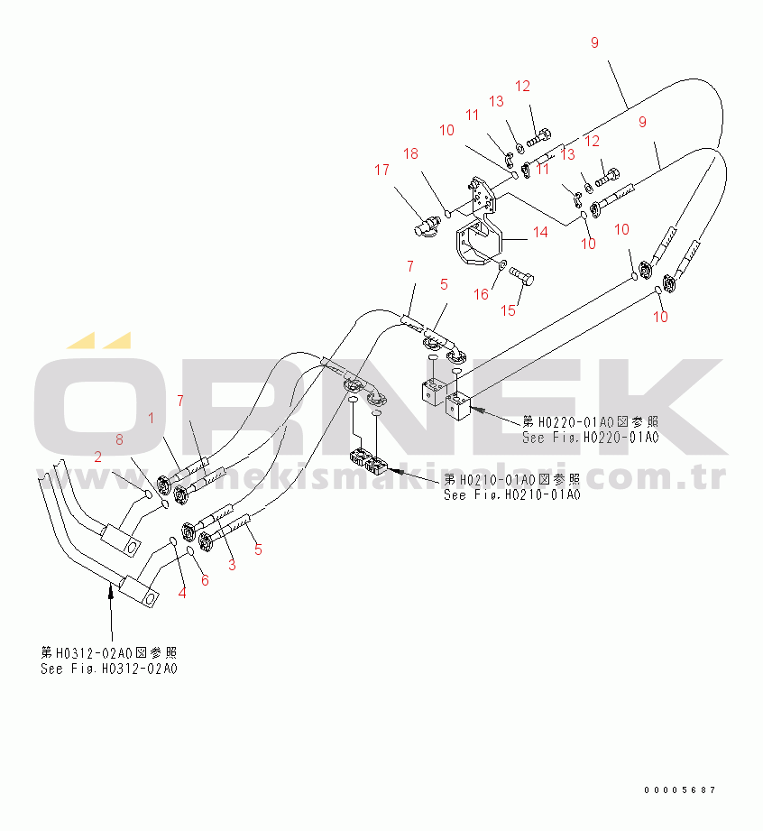 Komatsu PC750-7-M1 S/N 20001-UP DELIVERY PIPING (HOSE)
