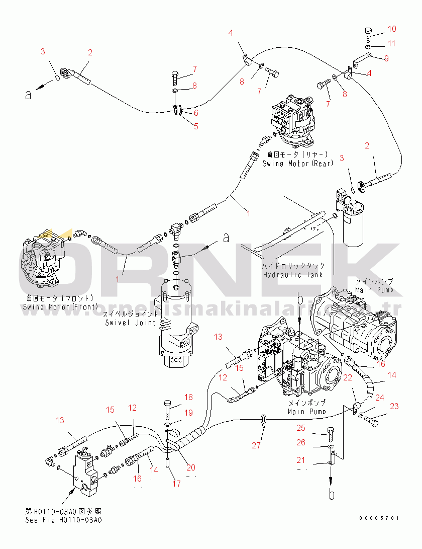 Komatsu PC750-7-M1 S/N 20001-UP DRAIN LINES