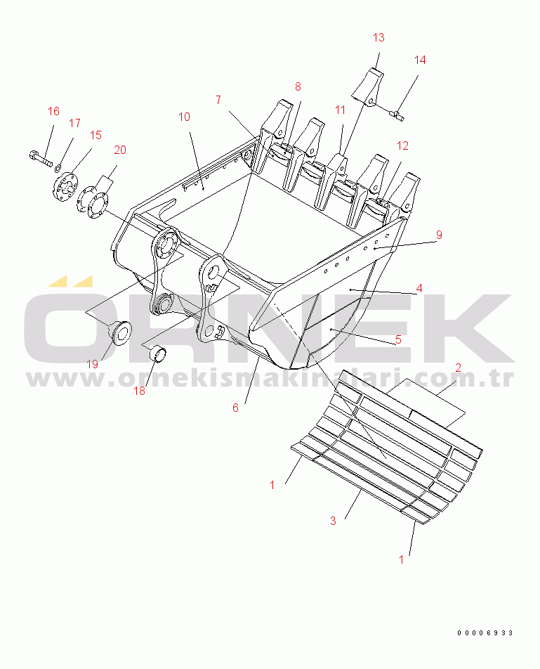 Komatsu PC750-7-M1 S/N 20001-UP BUCKET 4.0M3(CECE 3.5M3)¤ 2000MM (HORIZONTAL PIN TYPE) (WITH WEAR PLATE)