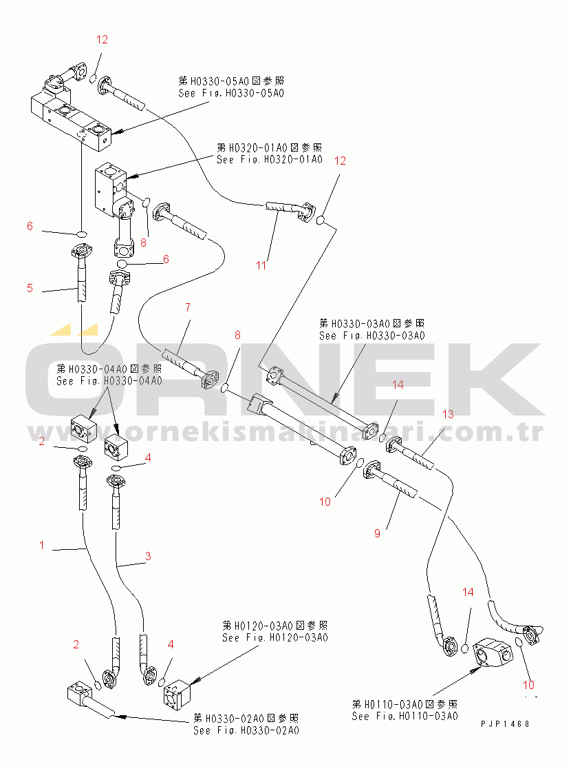 Komatsu PC750SE-6K S/N K30001-UP MAIN VALVE RETURN PIPING (HOSE)(#K30001-K31999)