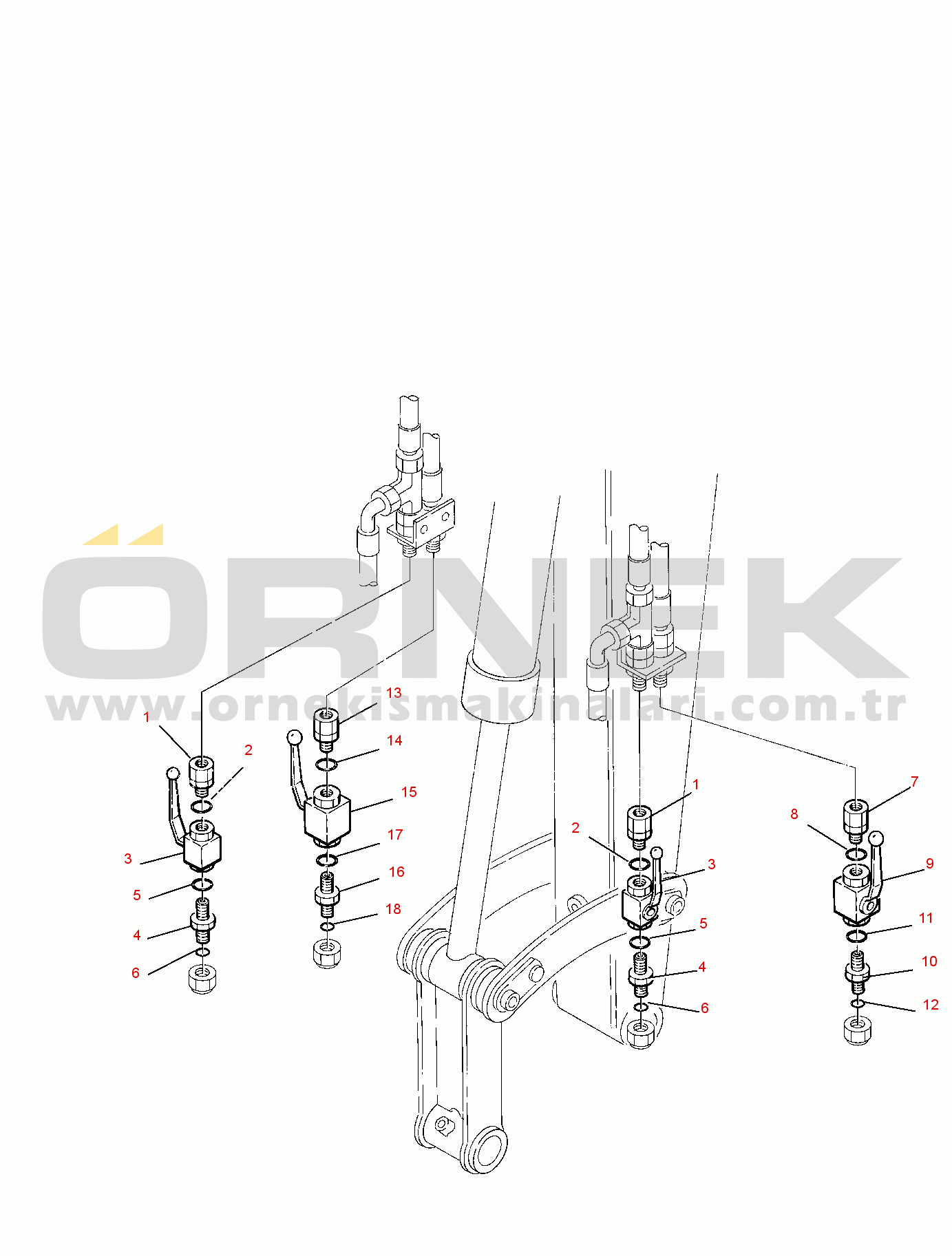 Komatsu PC75R-2 USA S/N 22E5200763-UP HYDRAULIC PIPING (ATTACHMENT LINE) (OPTIONAL COCK)