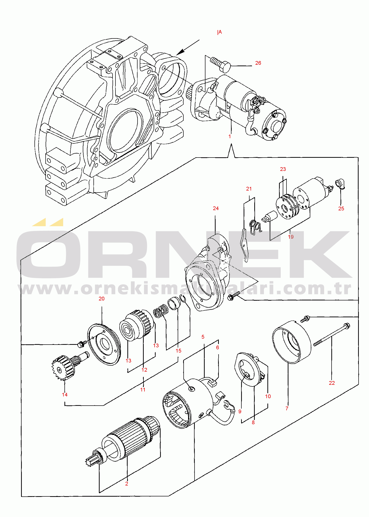 Komatsu PC75R-2 PC75R-2HD S/N 22E5210500-UP STARTER MOTOR