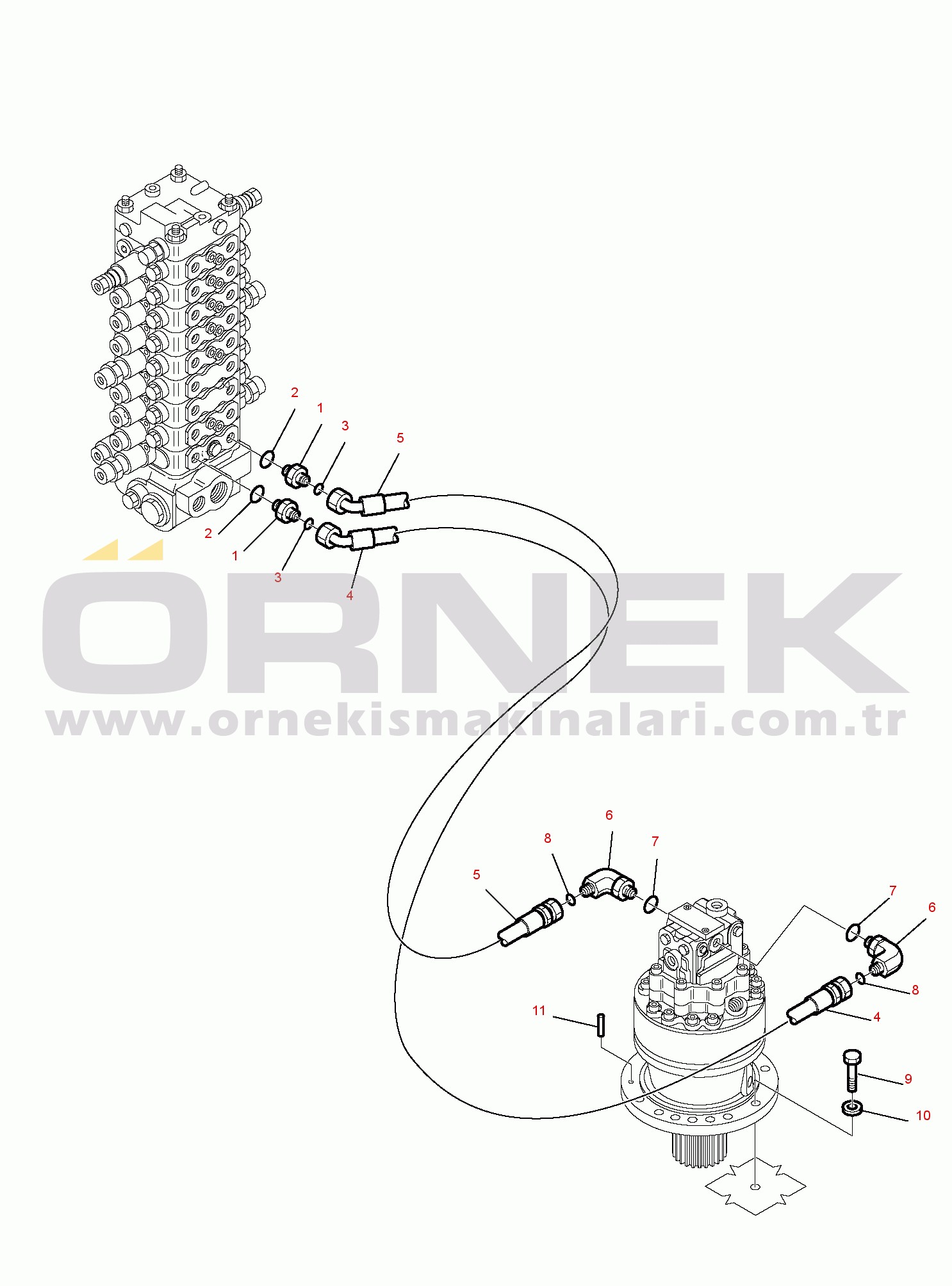 Komatsu PC75R-2 PC75R-2HD S/N 22E5210500-UP HYDRAULIC PIPING (SWING MOTOR LINE)