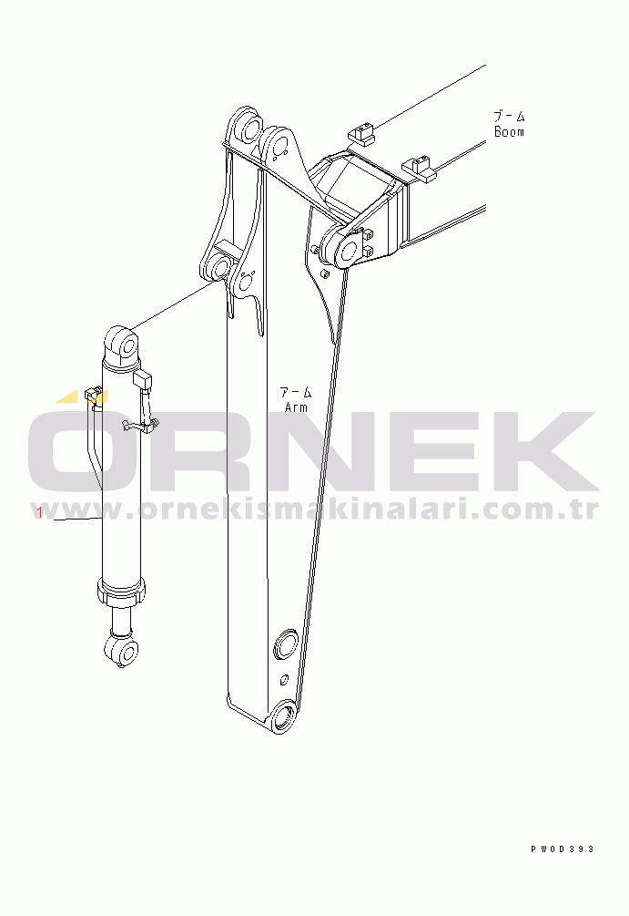 Komatsu PC78MR-6 S/N 1001-UP (For EU) BUCKET CYLINDER (YELLOW)