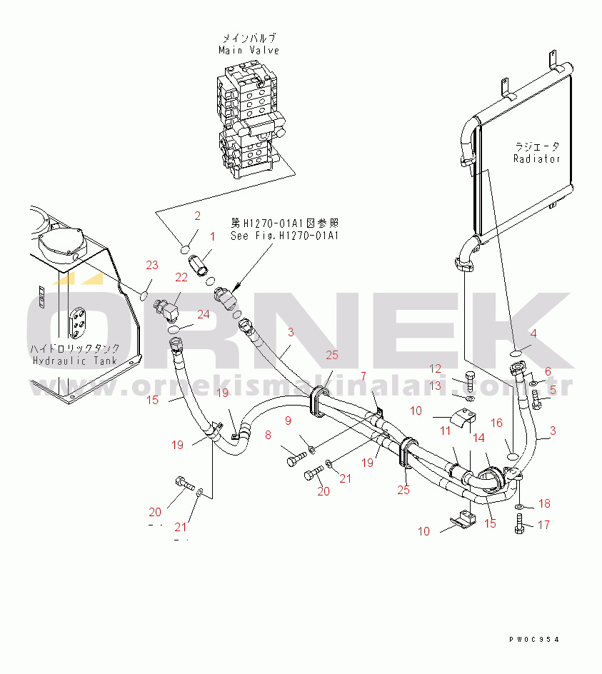 Komatsu PC78US-6 S/N 4001-UP OIL COOLER LINE (ATTACHIMENT)(#4001-6500)