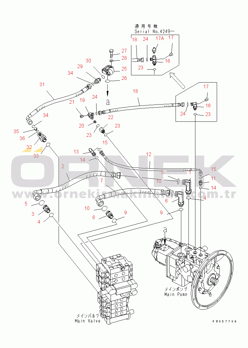 Komatsu PC78US-6 S/N 4001-UP (Yurtdışı Versiyonu) DELIVERY LINE (BLADE)(#4001-6500)