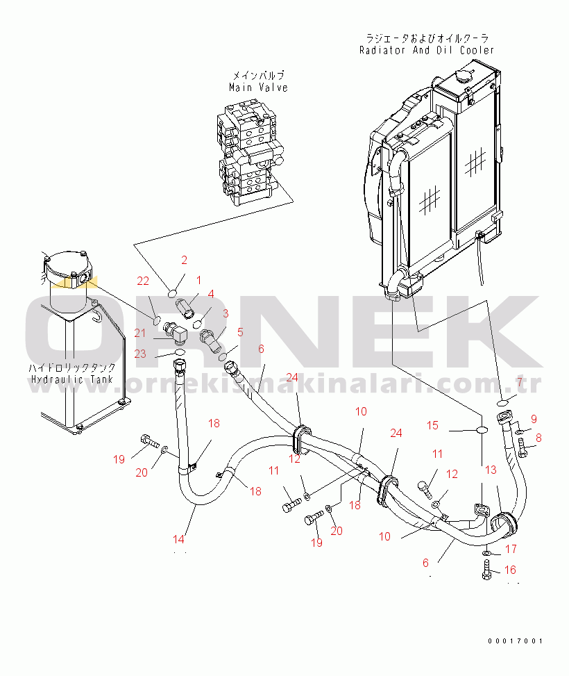 Komatsu PC78US-6 S/N 4001-UP (Yurtdışı Versiyonu) OIL COOLER LINE(#6501-)