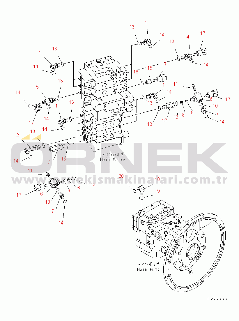 Komatsu PC78US-6 S/N 4001-UP (Yurtdışı Versiyonu) P.P.C MAIN LINE (4/4) (BLADE)(#4001-6500)