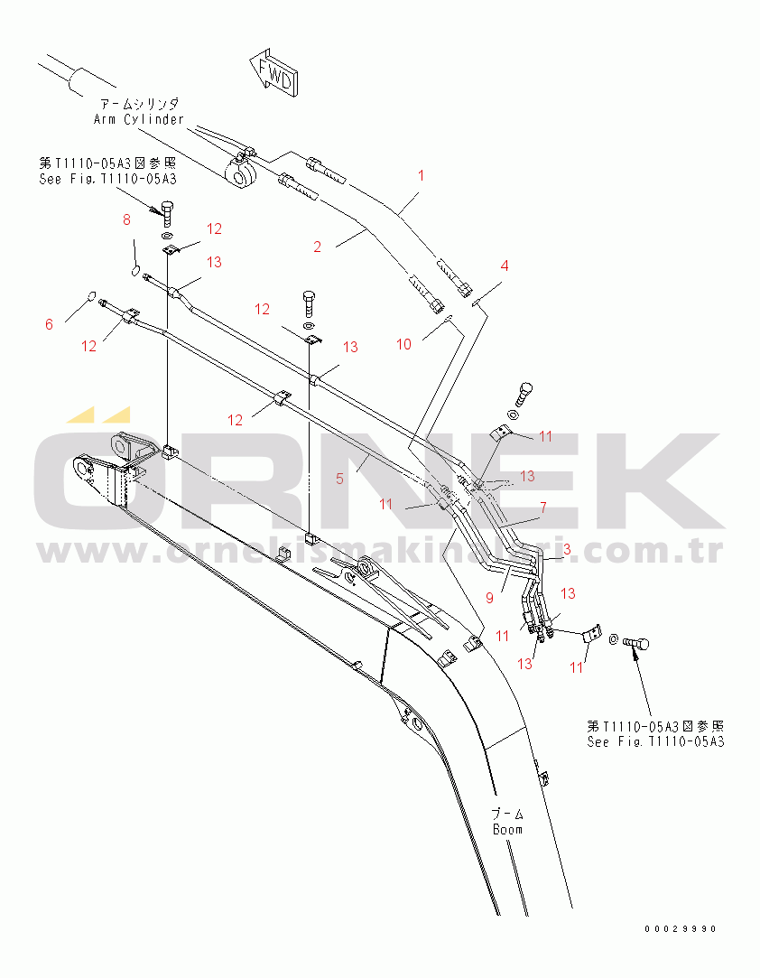 Komatsu PC78US-6 S/N 4001-UP (Yurtdışı Versiyonu) BOOM (HYDRAULIC LINE) (YELLOW)(#6501-)