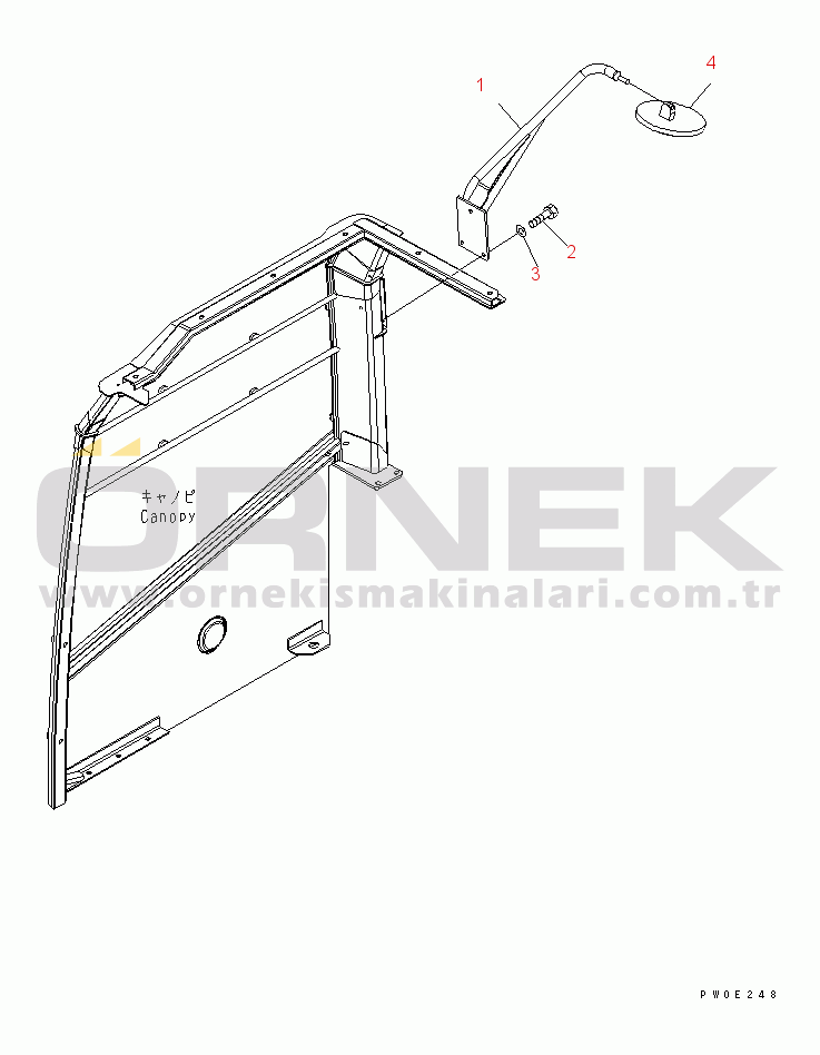 Komatsu PC78UU-6 S/N 22001-UP REAR VIEW MIRROR (FOR CANOPY)(#22001-23500)