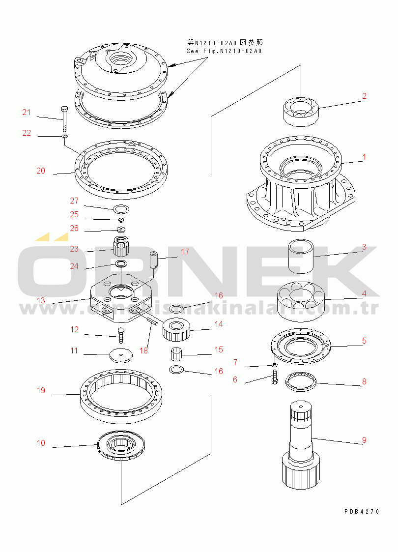 Komatsu PC800-6 S/N 30001-UP SWING MACHINERY (2ND CARRIER AND PINION)(#30001-30999)