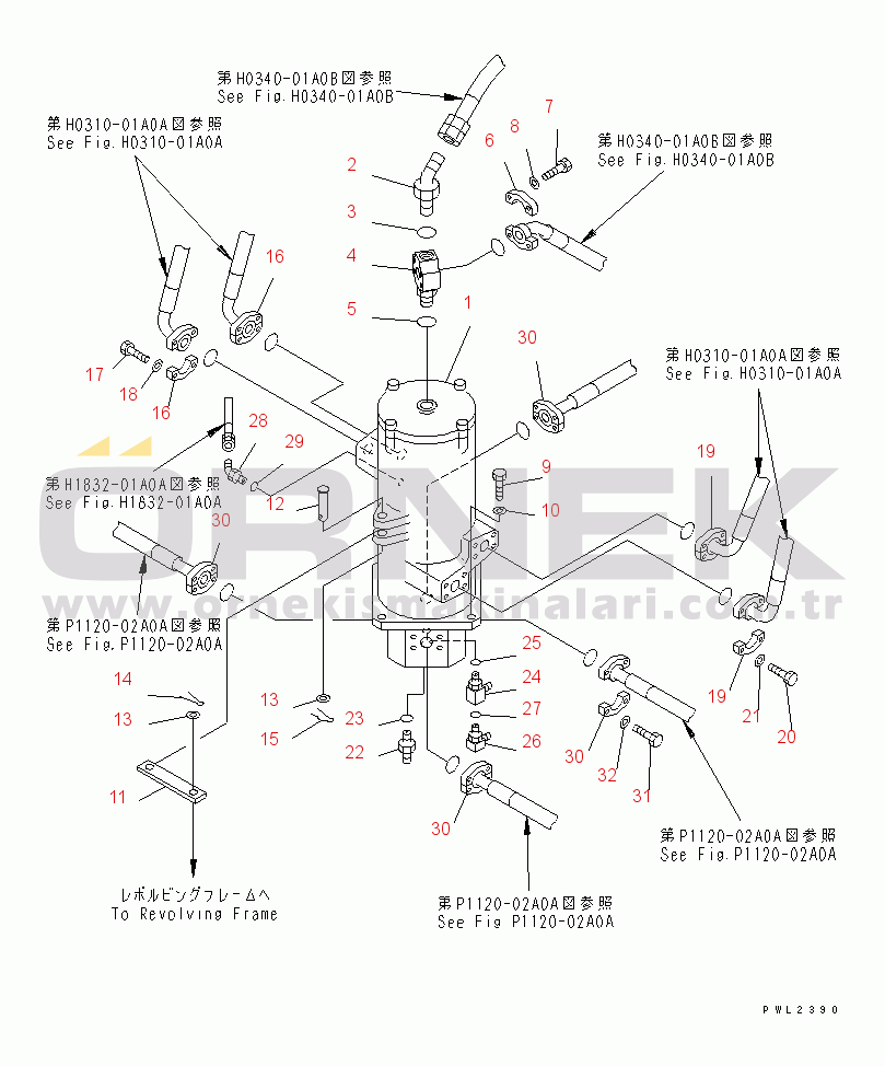 Komatsu PC800-6 S/N 30001-UP SWIVEL JOINT (CONNECTING PARTS)(#30175-30999)
