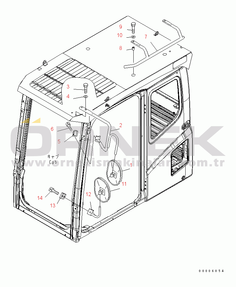 Komatsu PC800-8 S/N 50001-UP (ecot3) REARVIEW MIRROR¤ L.H. (WITH TOP GUARD)