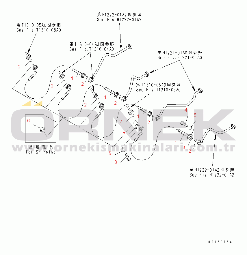 Komatsu PC800-8 S/N 50001-UP (ecot3) WORK EQUIPMENT (ARM AND BUCKET CYLINDER HOSE) (FOR LOADER)